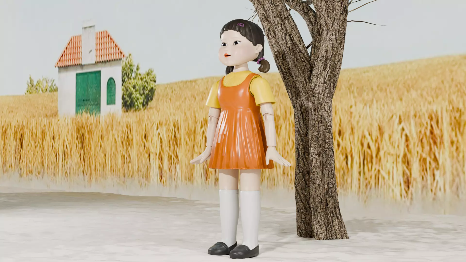 Squid Game Doll 3D Model - High-Quality Game-Ready Asset Low-poly 3D model_0