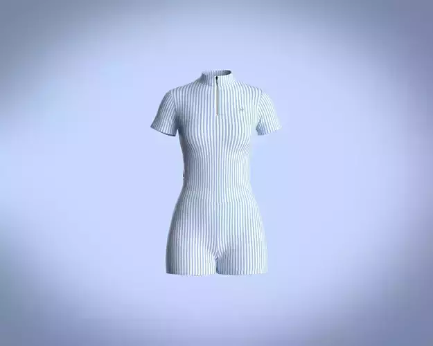 Girls short jumpsuit with stripe and zipper detailing