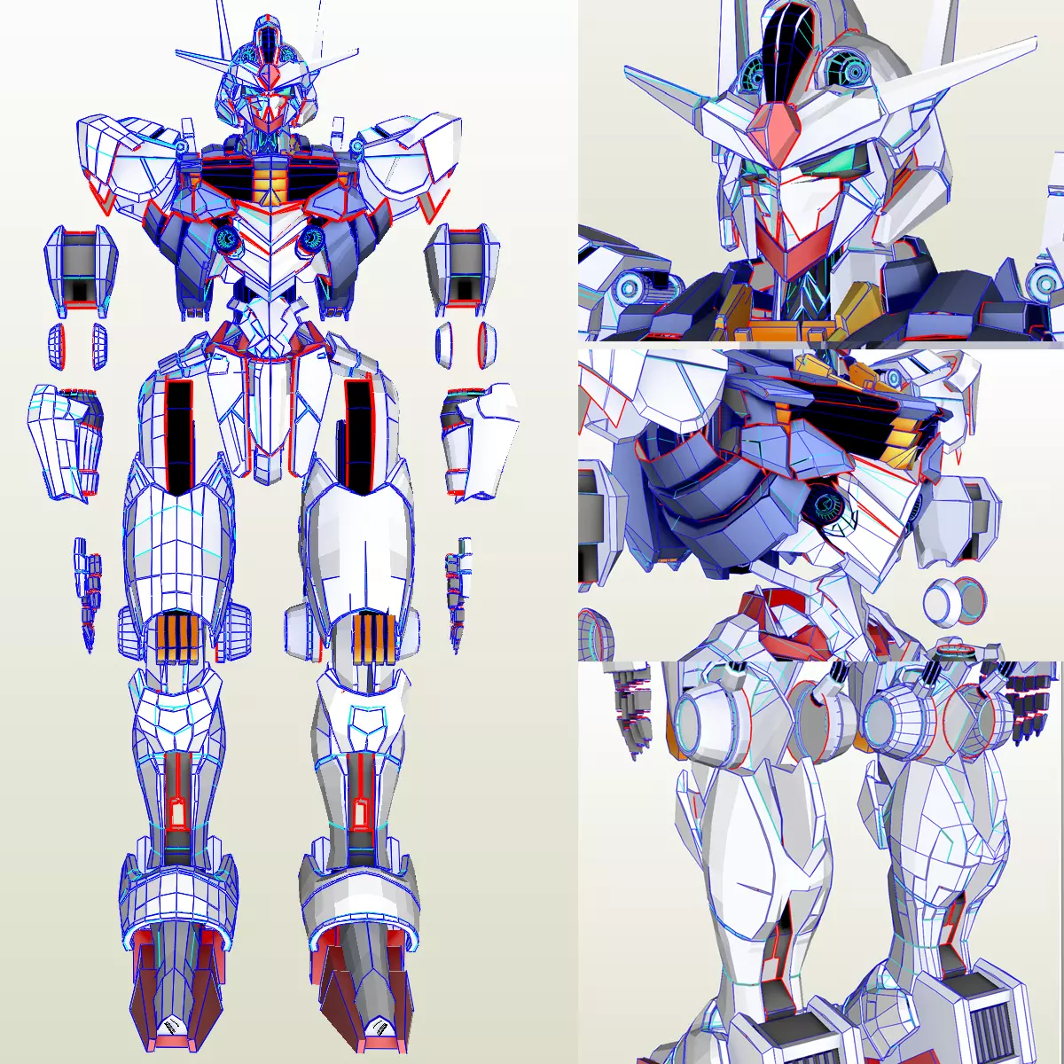 Gundam Aerial Cosplay Pepakura Unfold  3D print model_0