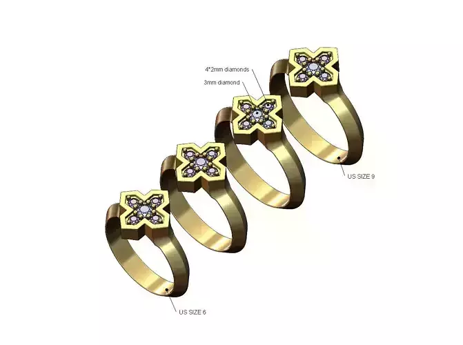 Diamond Moroccan Maltese star diamond fashion band US sizes 6to9