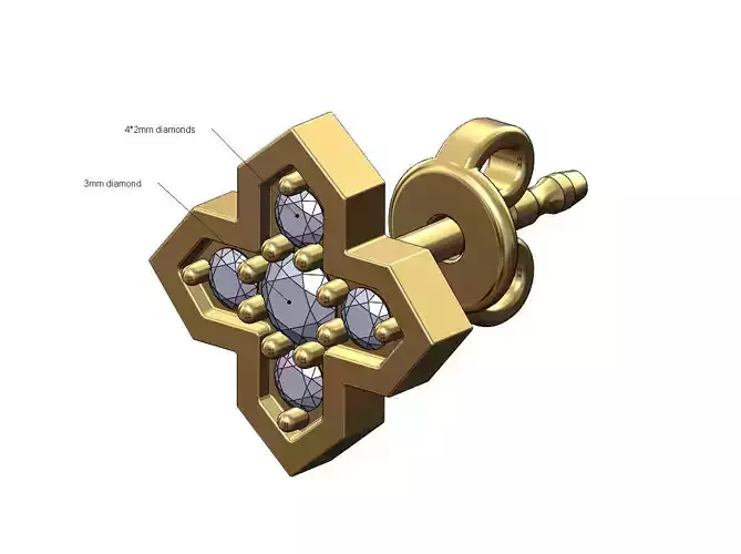 Diamond Moroccan Maltese star stud earring