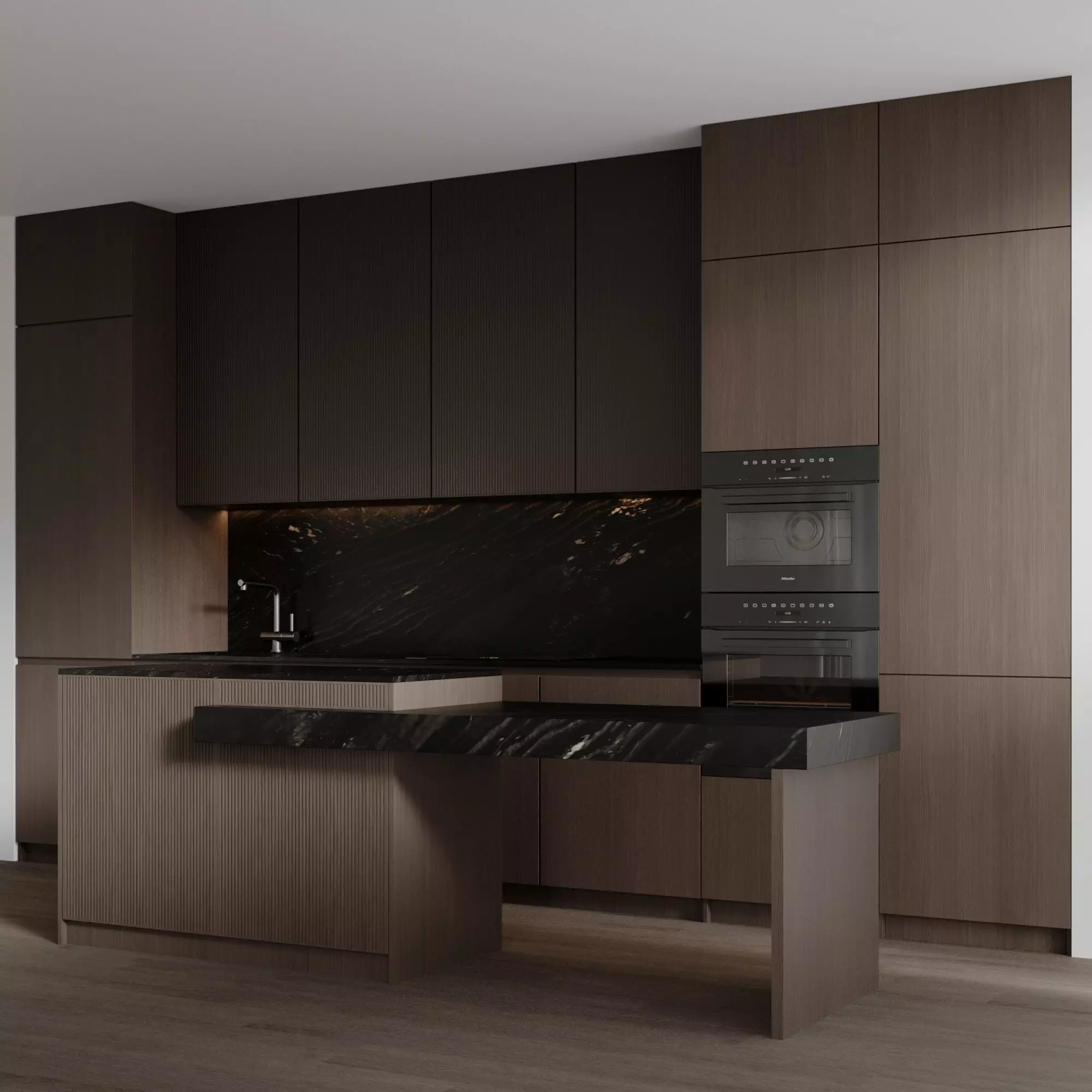 Kitchen with built-in MIELE appliances 3D model_0