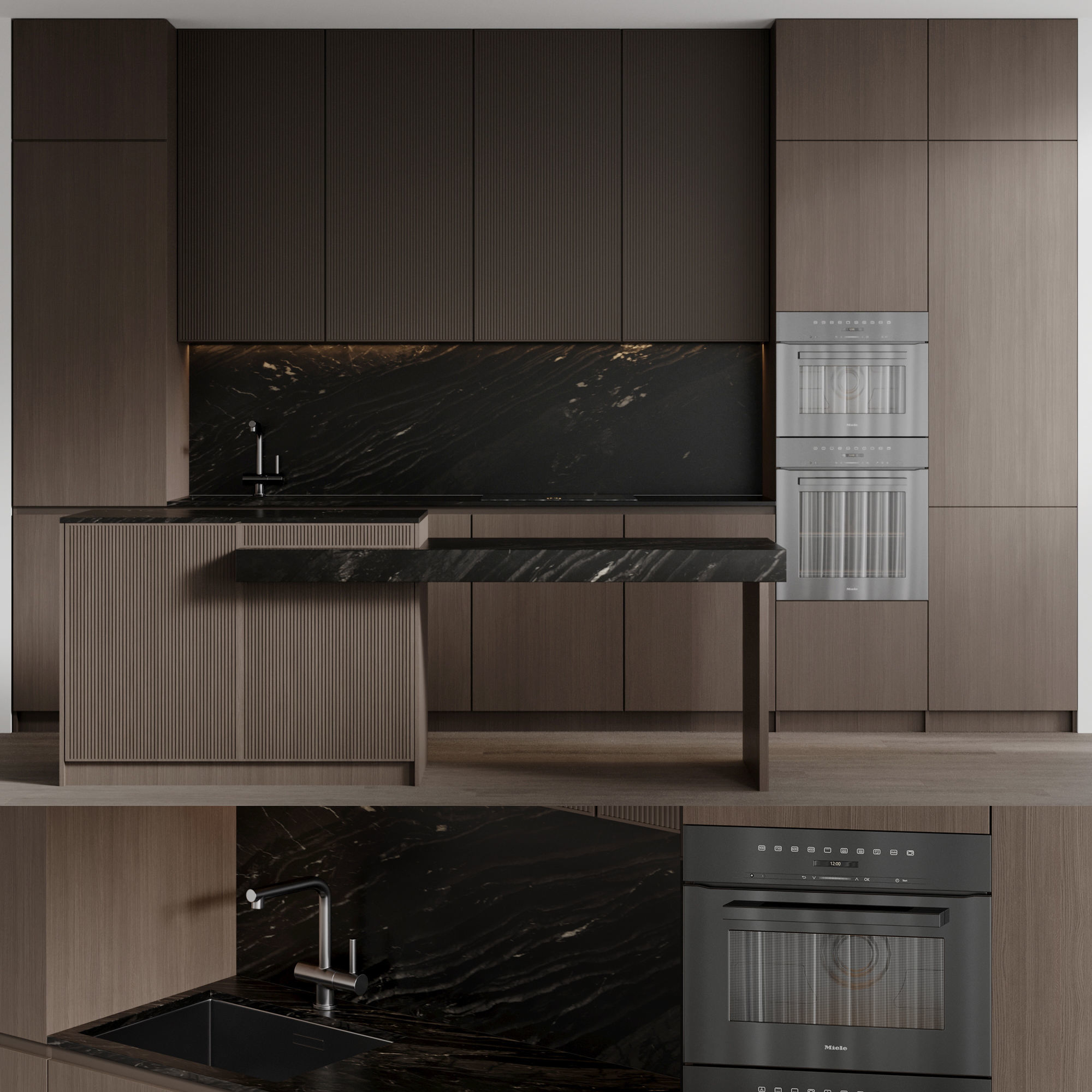 Kitchen with built-in MIELE appliances 3D model_2
