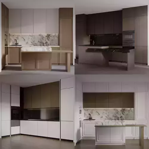 Set of 4 kitchens  CORONA VRAY 2019 OBJ