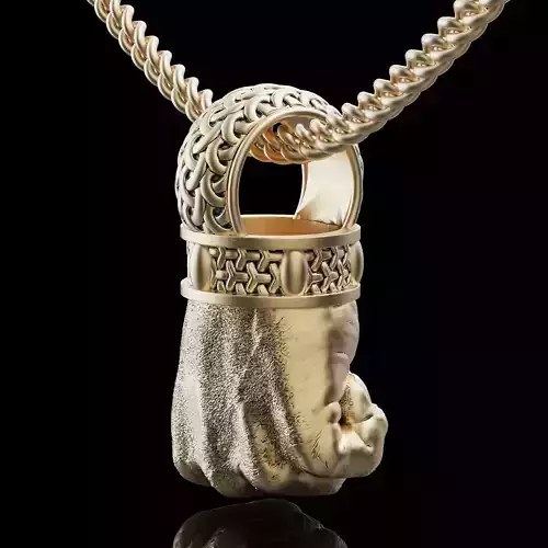 Punching hand fist  silver gold printable jewelry 3D model