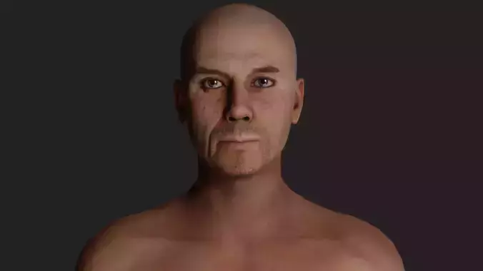 3D model of a realistic athletic bald male Joe