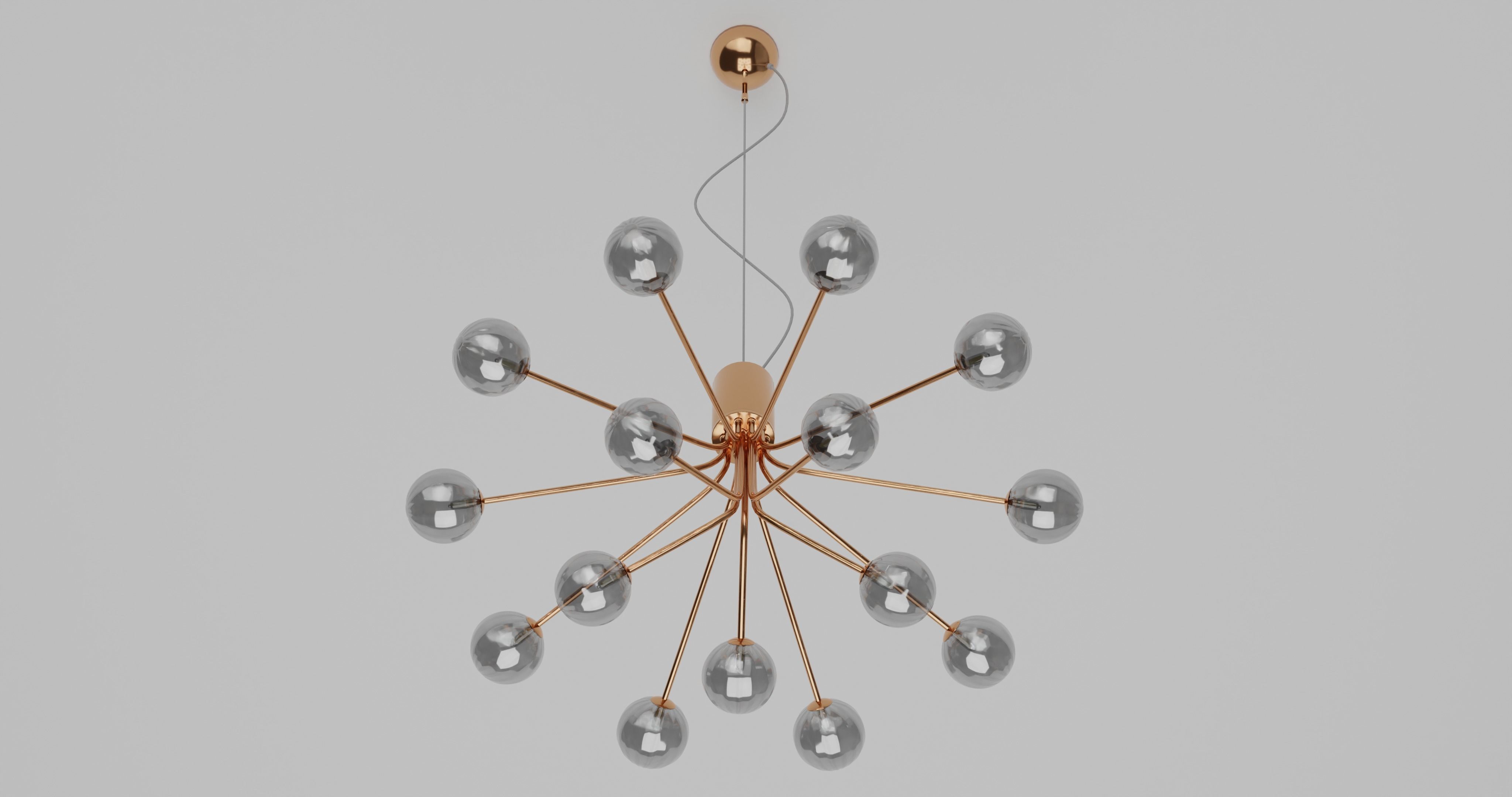 Galax Ceiling Lamp Gold Low-poly 3D model_3