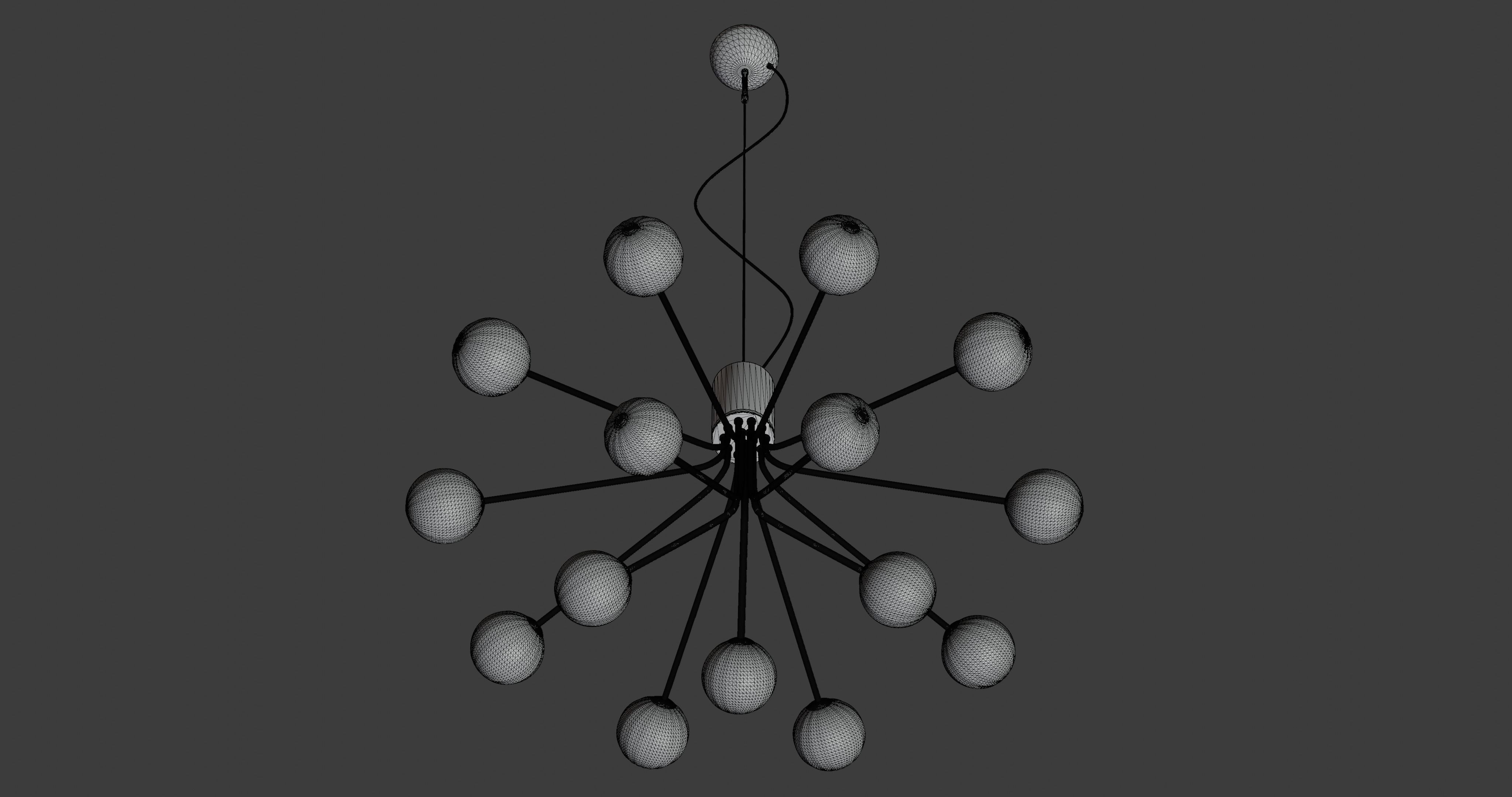 Galax Ceiling Lamp Gold Low-poly 3D model_6