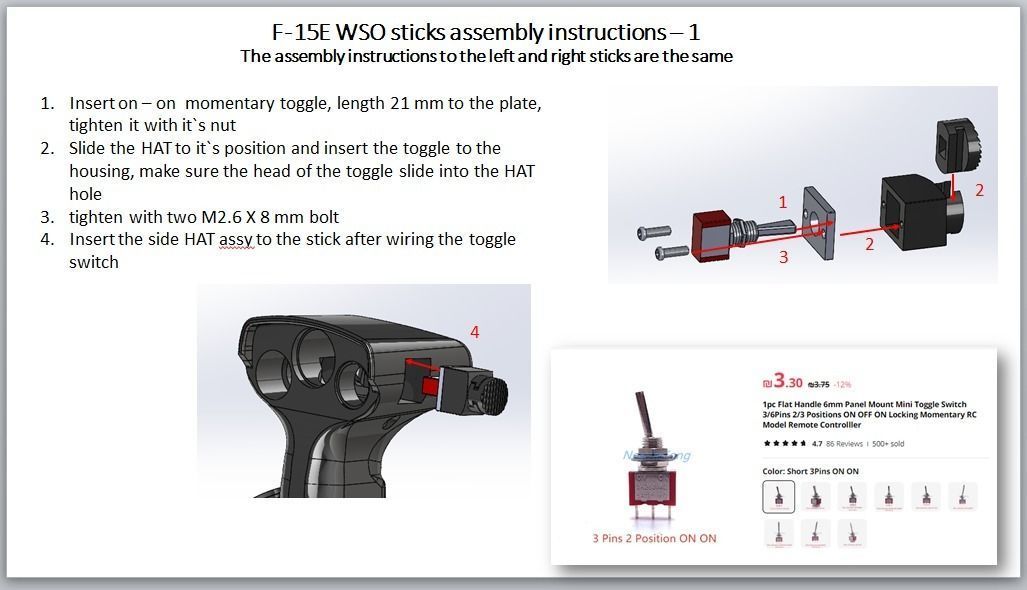 F-15E WSO sticks for 3D printing with all functional buttons 3D print model_7