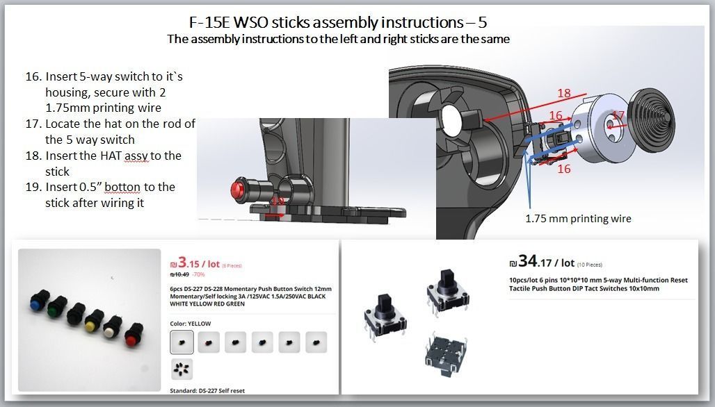 F-15E WSO sticks for 3D printing with all functional buttons 3D print model_11