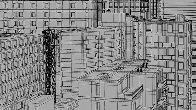 City Buildings Kitbash Pack of 22 Detailed Models Blender  3D model 4