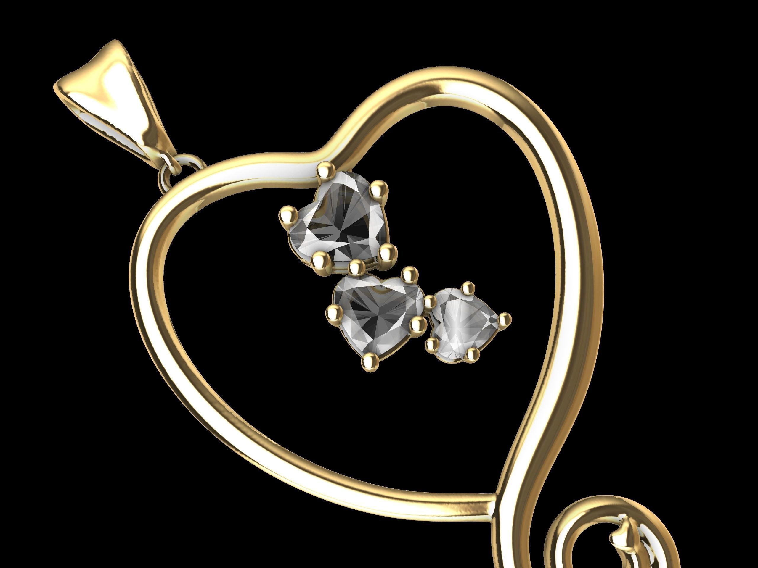 Heart Spiral Design Pendant 3D print model_6