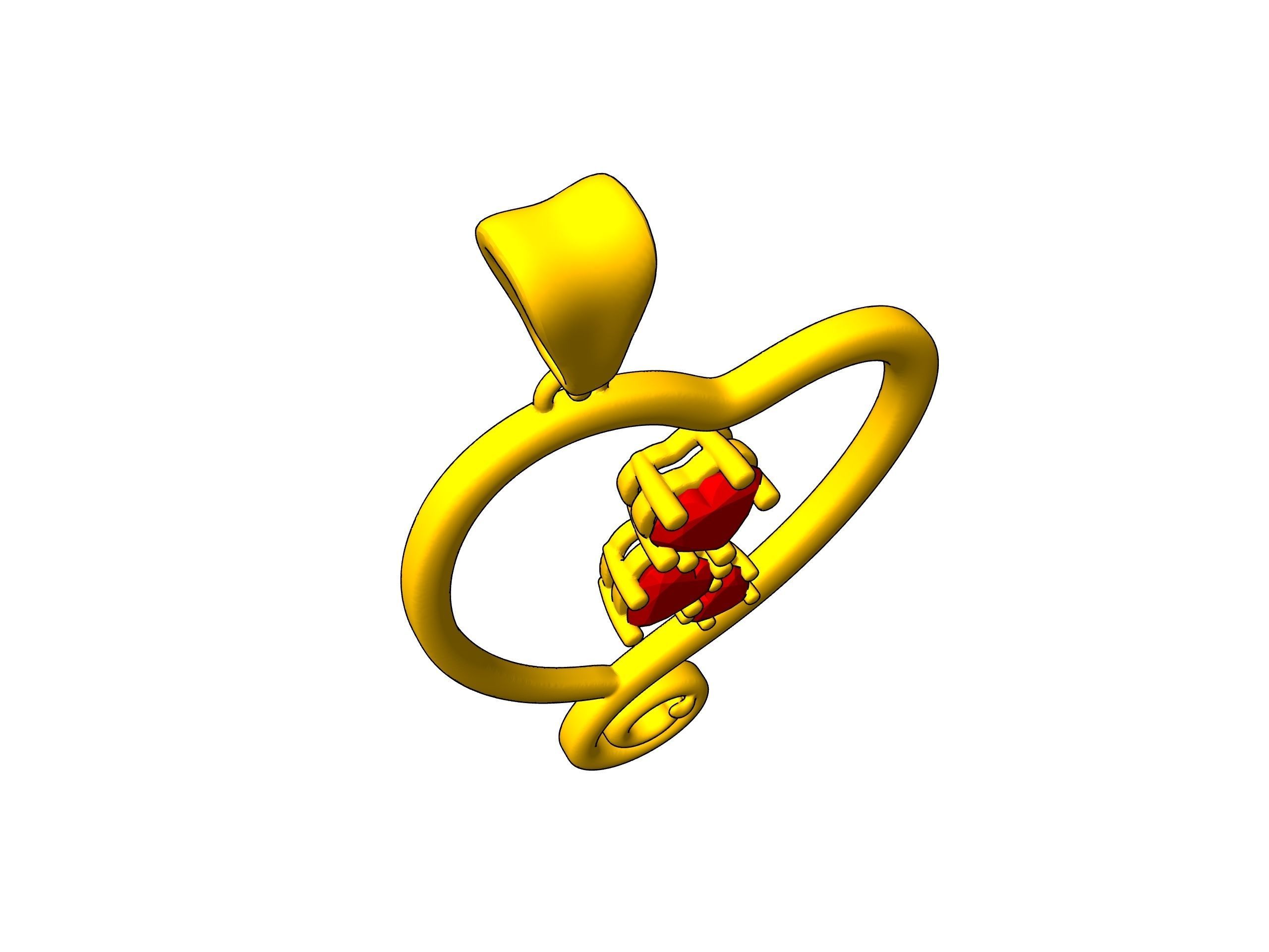 Heart Spiral Design Pendant 3D print model_26