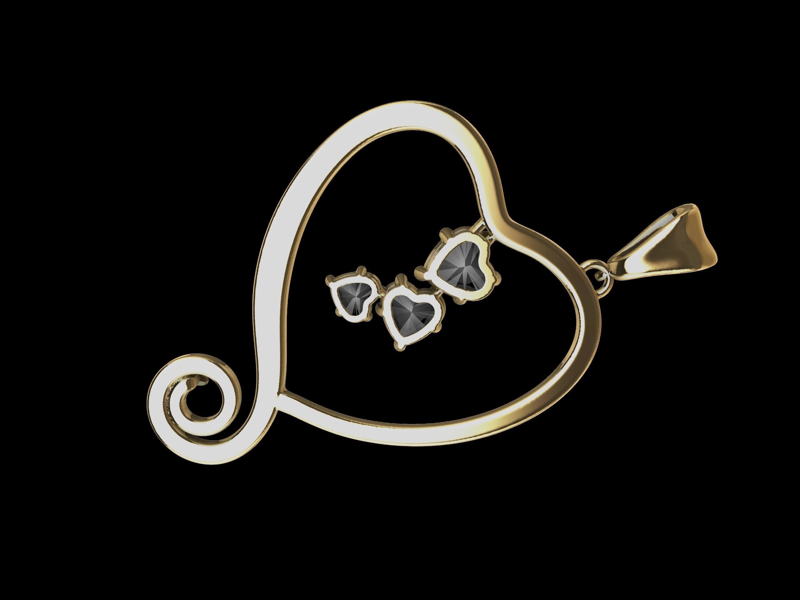 Heart Spiral Design Pendant 3D print model_5