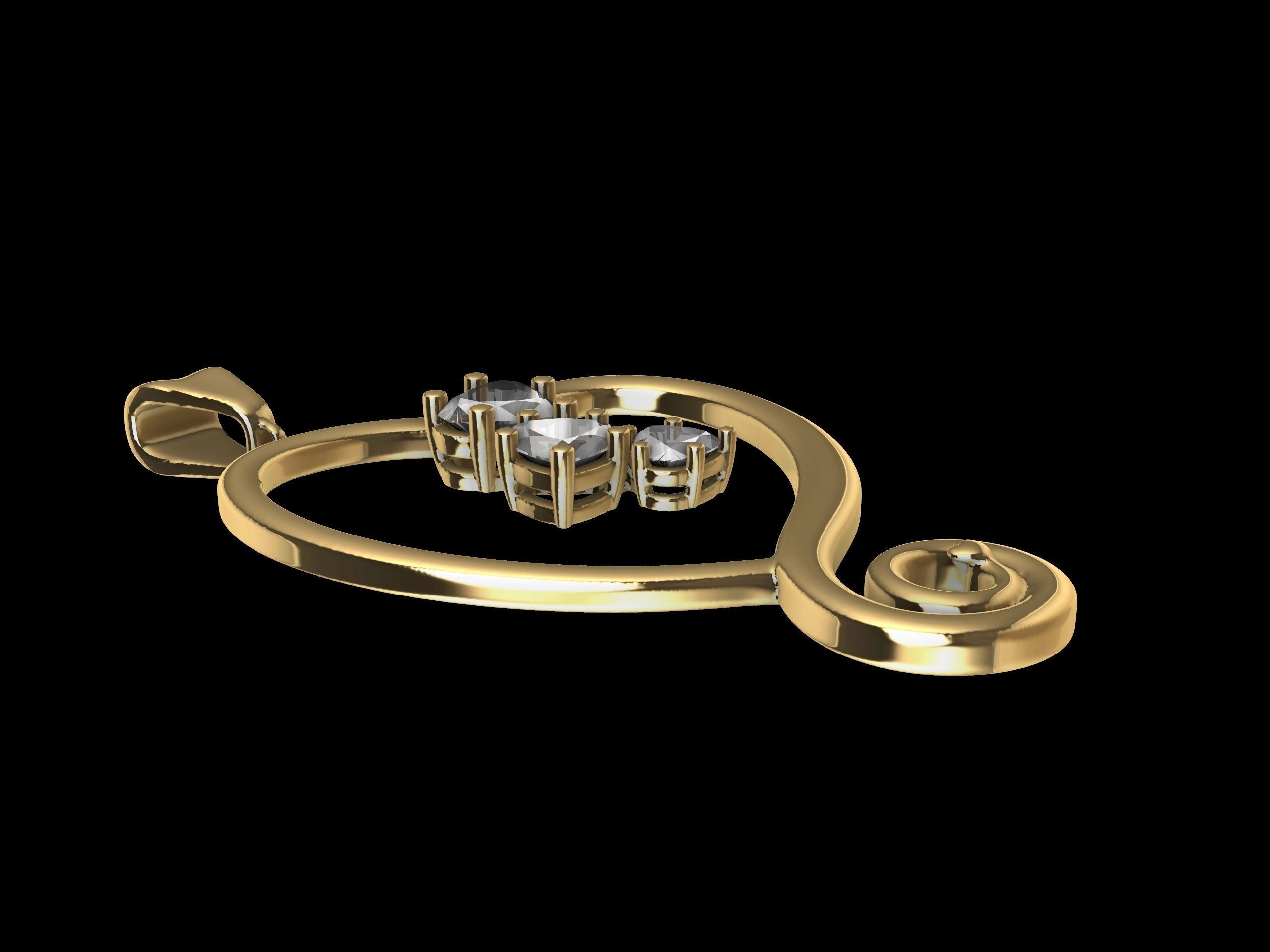 Heart Spiral Design Pendant 3D print model_4