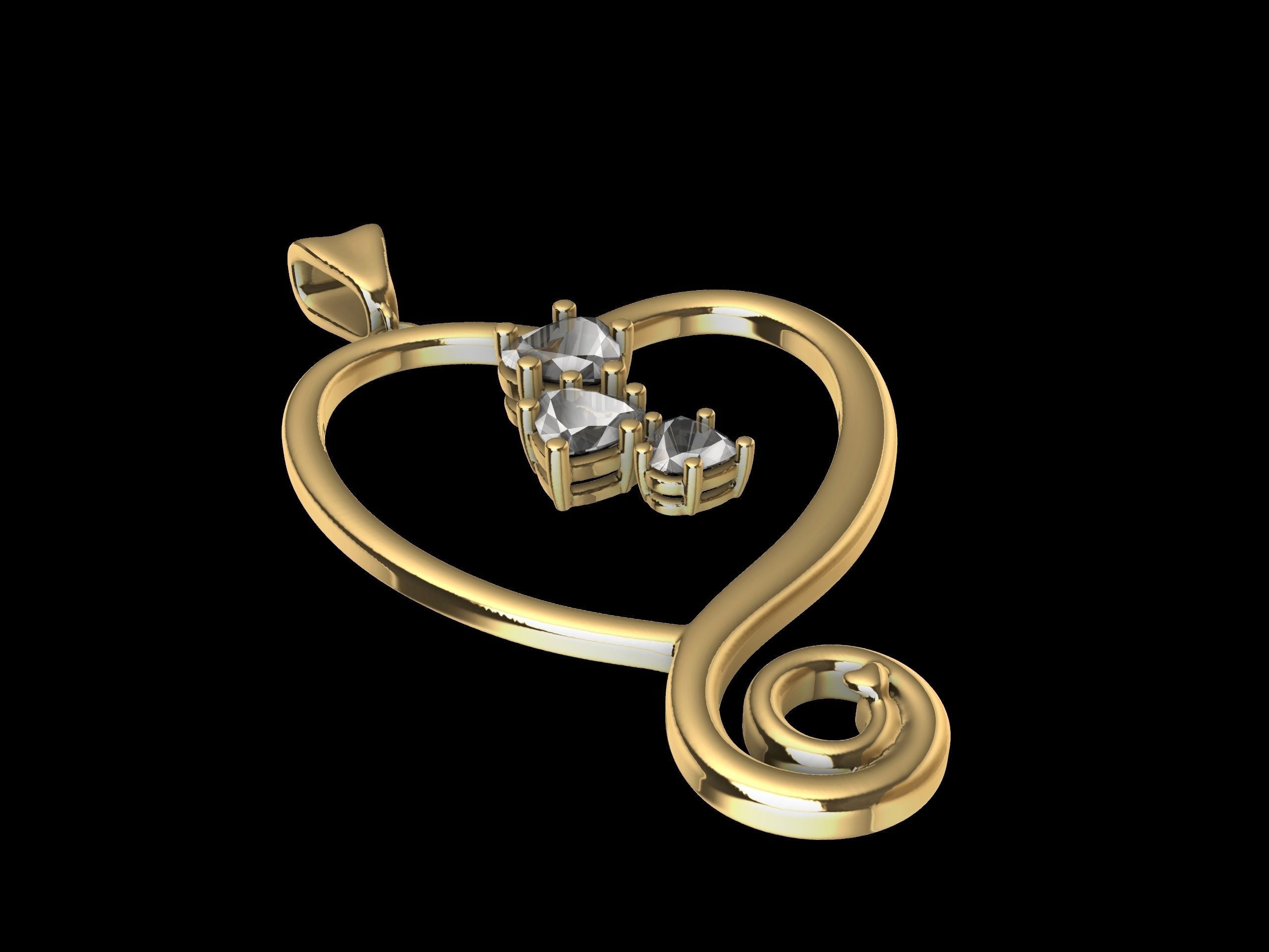 Heart Spiral Design Pendant 3D print model_3