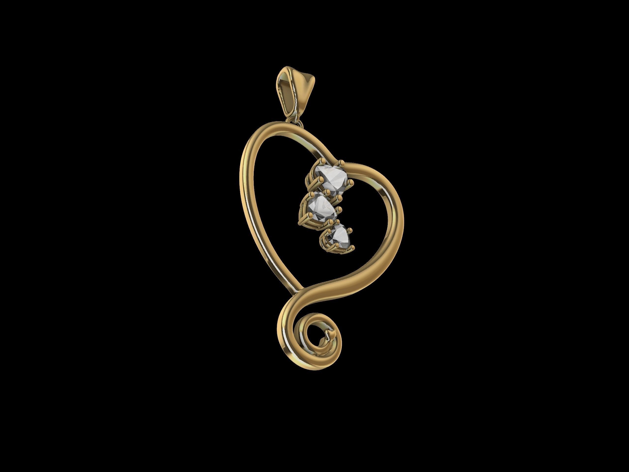 Heart Spiral Design Pendant 3D print model_9