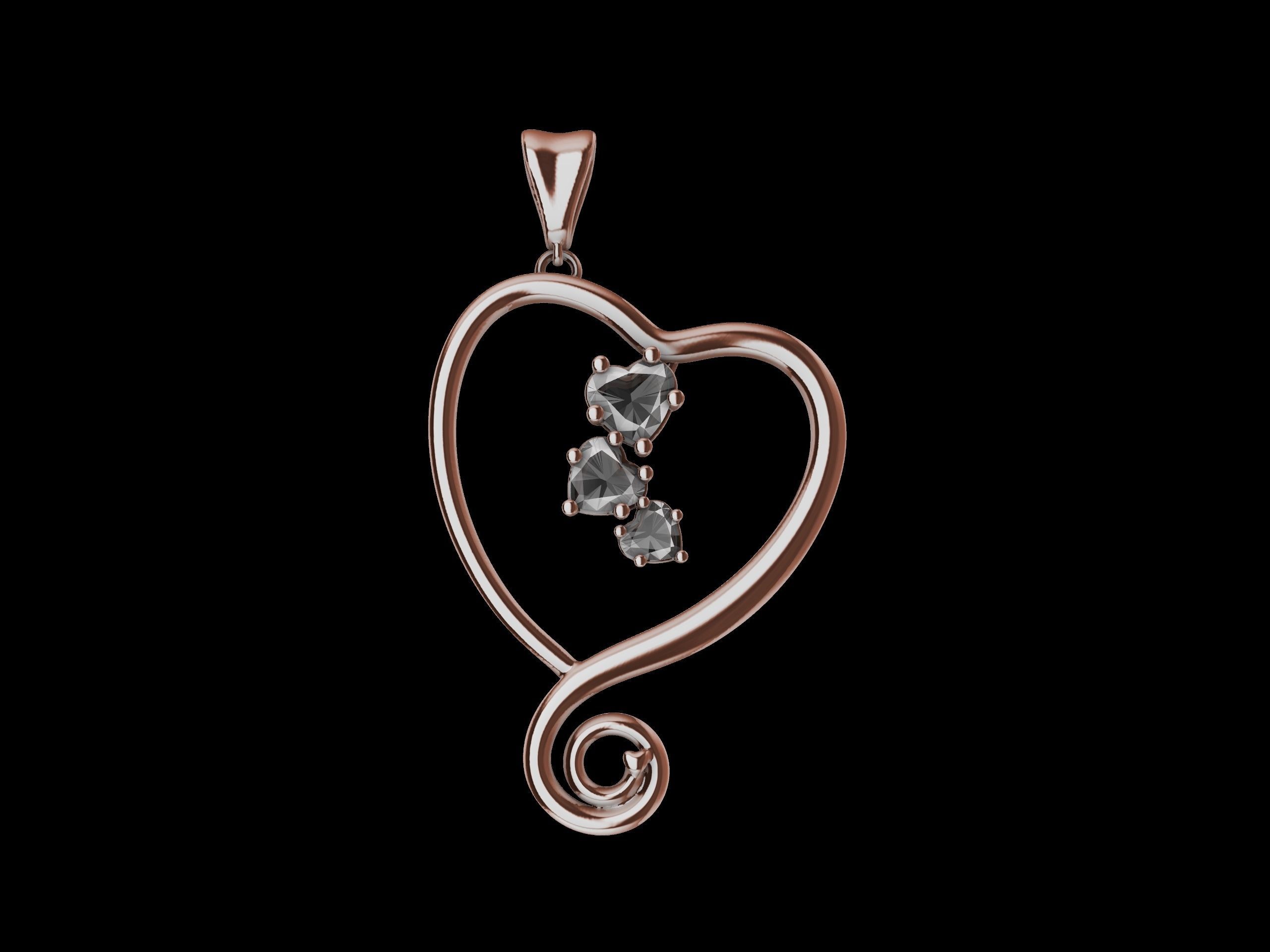 Heart Spiral Design Pendant 3D print model_16