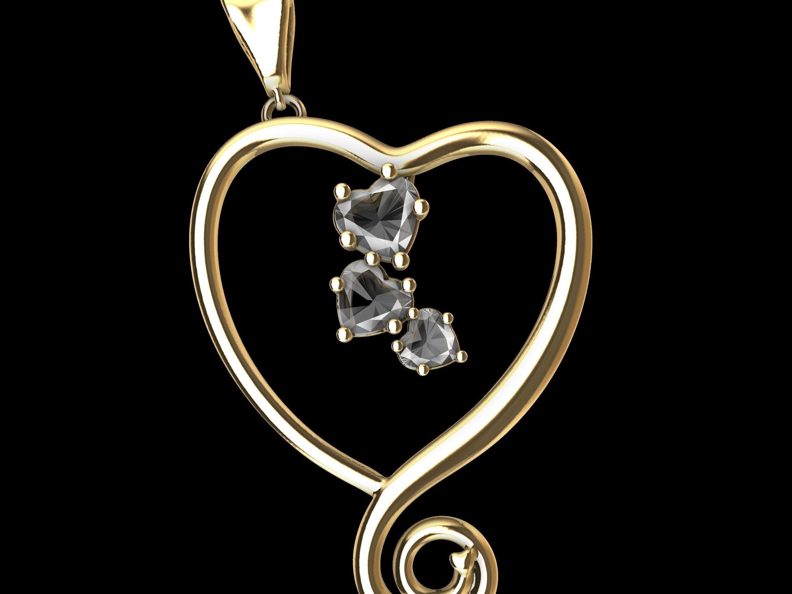 Heart Spiral Design Pendant 3D print model_7