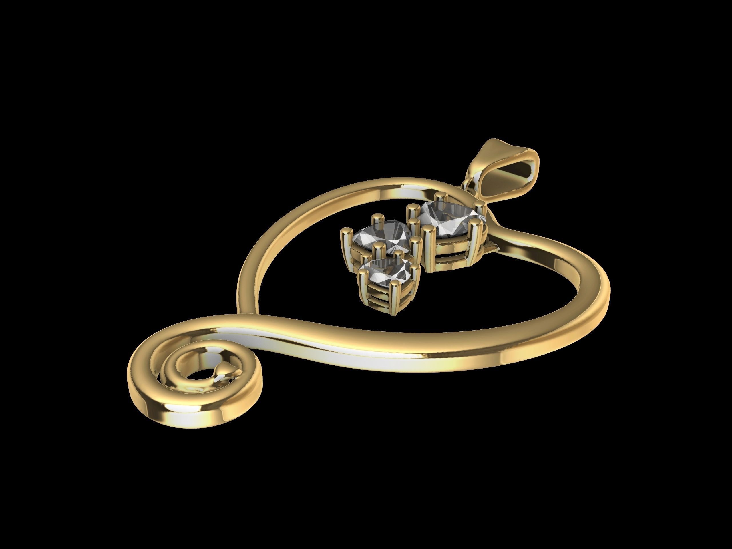 Heart Spiral Design Pendant 3D print model_2