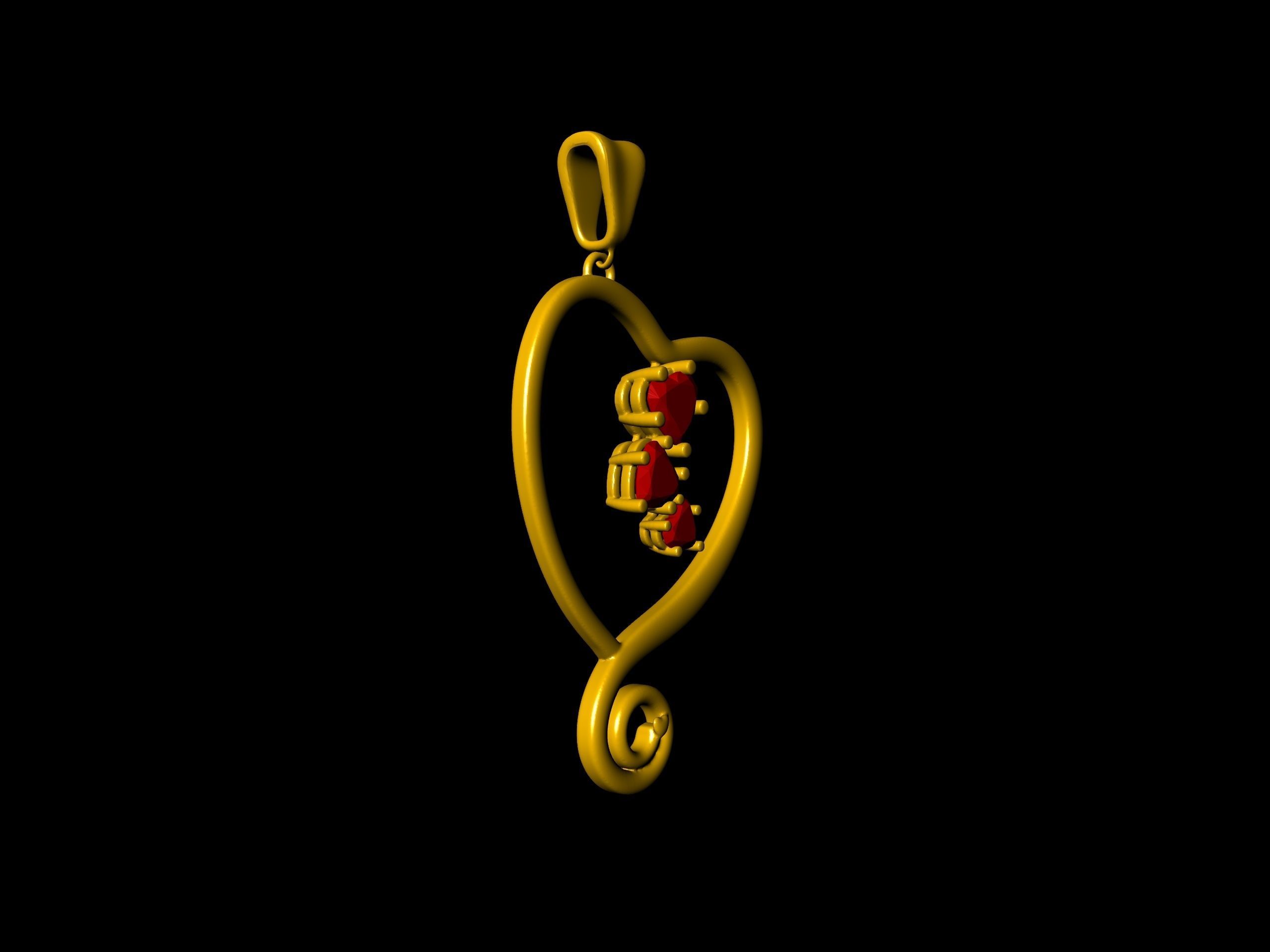Heart Spiral Design Pendant 3D print model_22