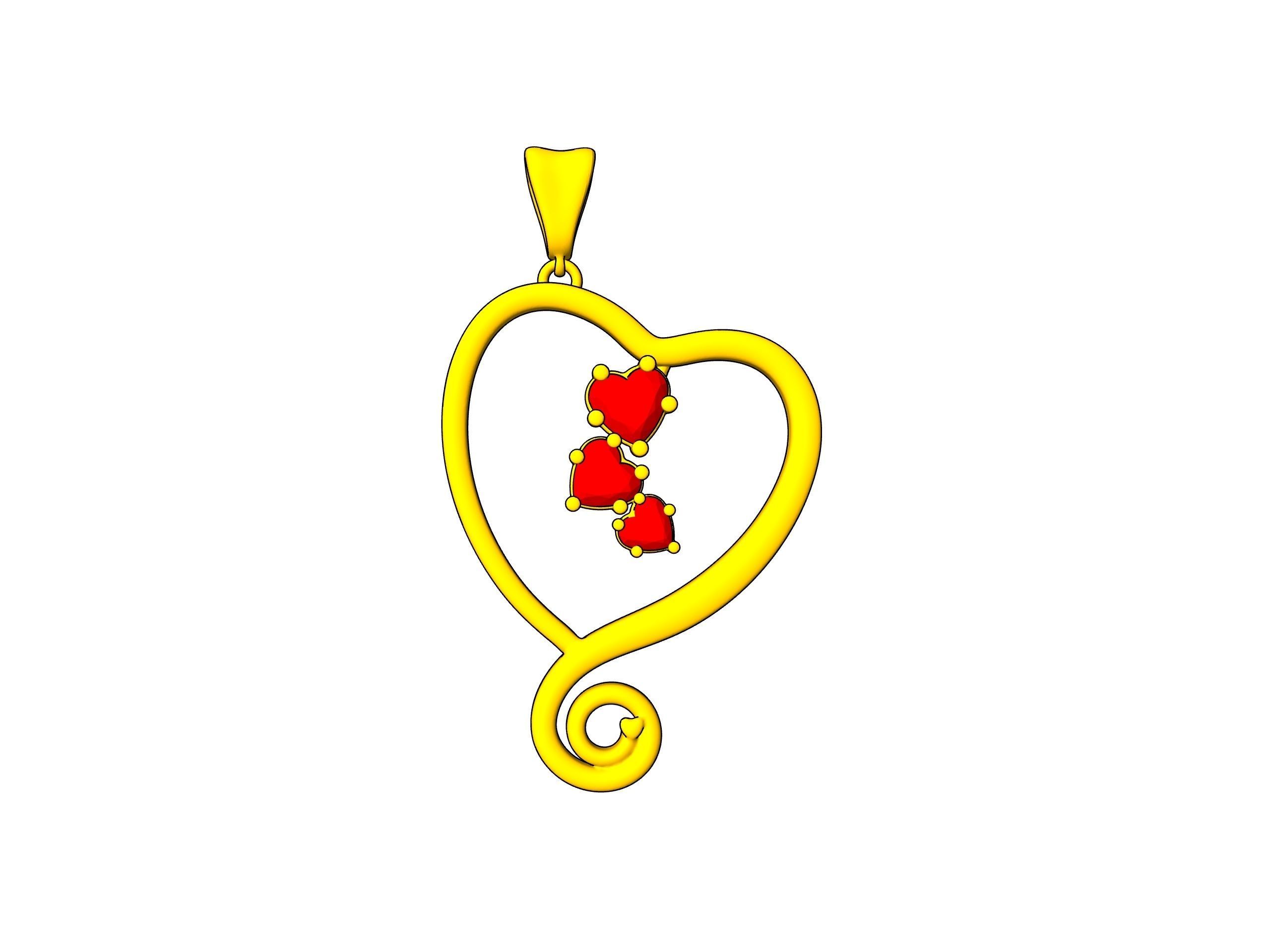 Heart Spiral Design Pendant 3D print model_23