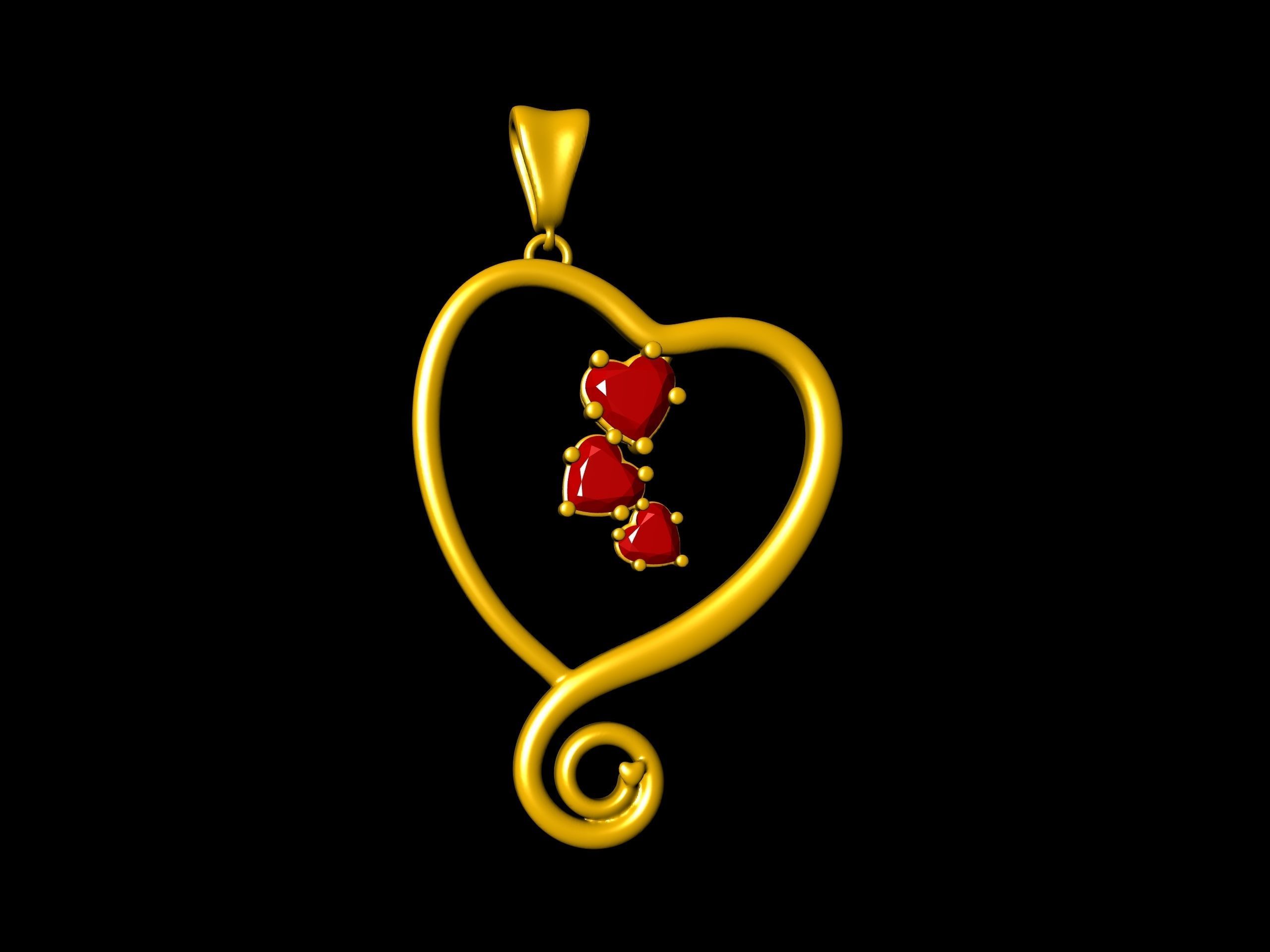 Heart Spiral Design Pendant 3D print model_19