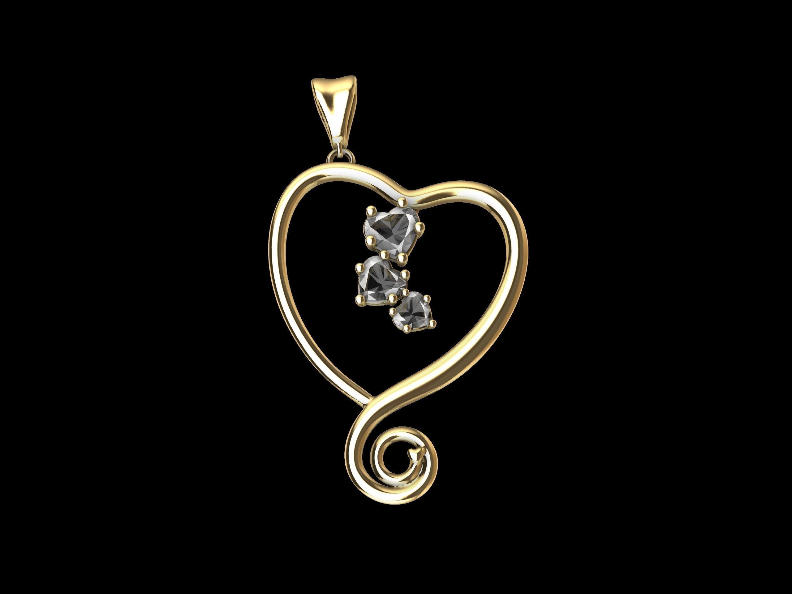 Heart Spiral Design Pendant 3D print model_1