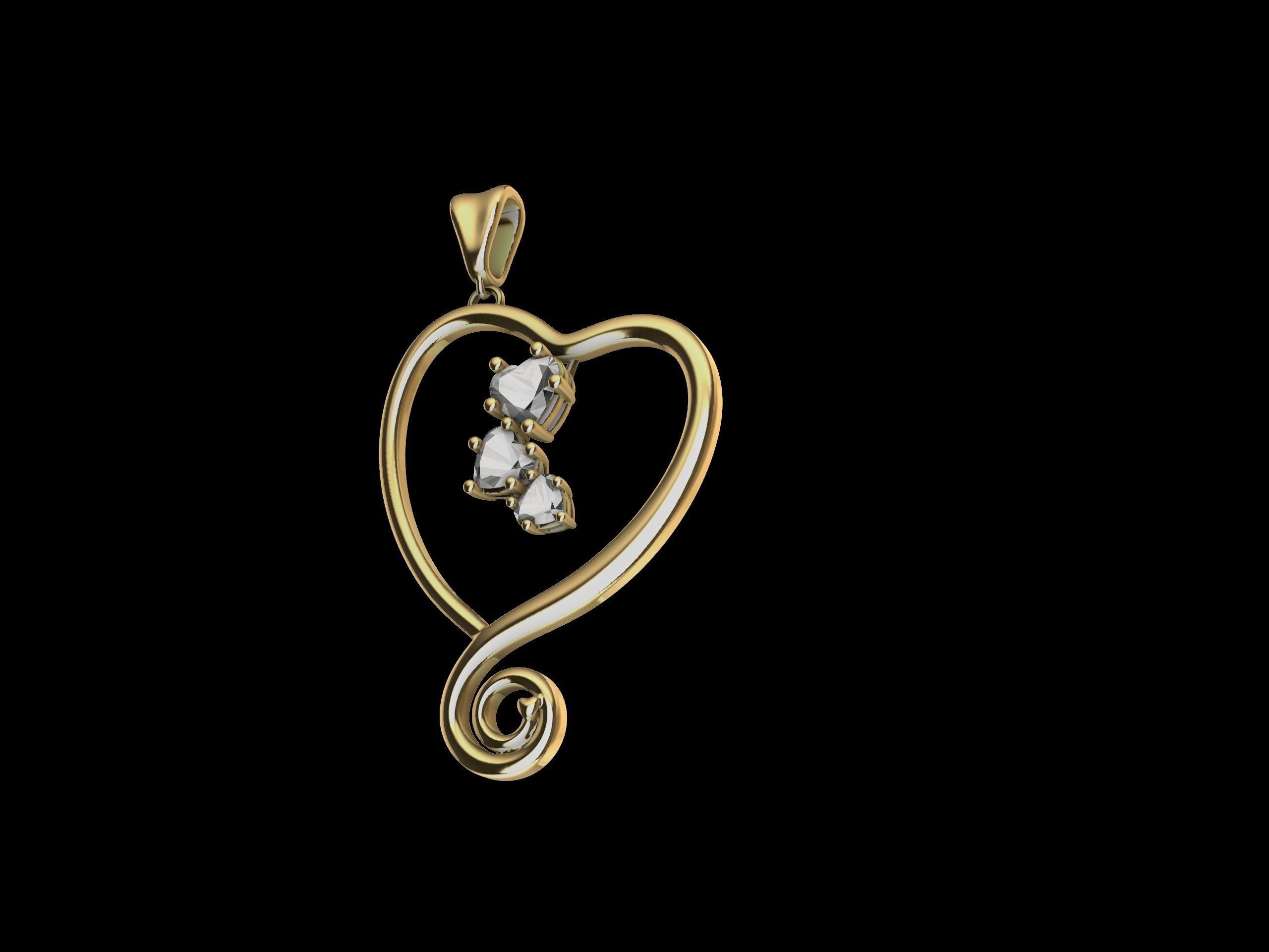 Heart Spiral Design Pendant 3D print model_10