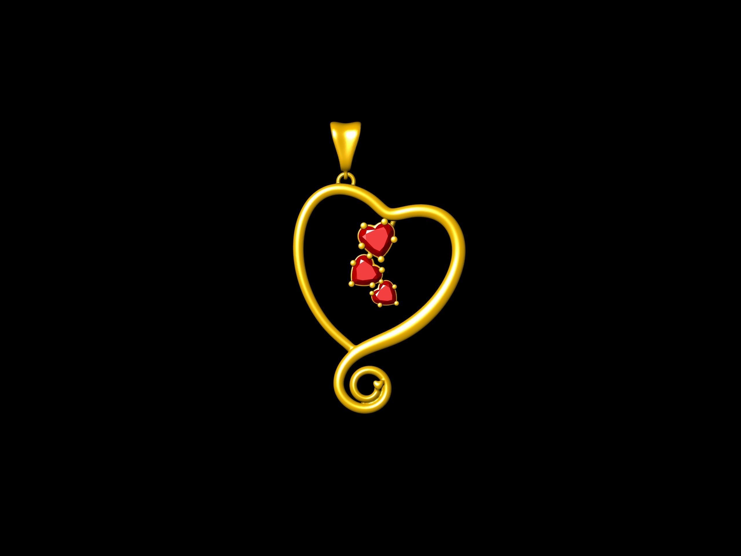 Heart Spiral Design Pendant 3D print model_15