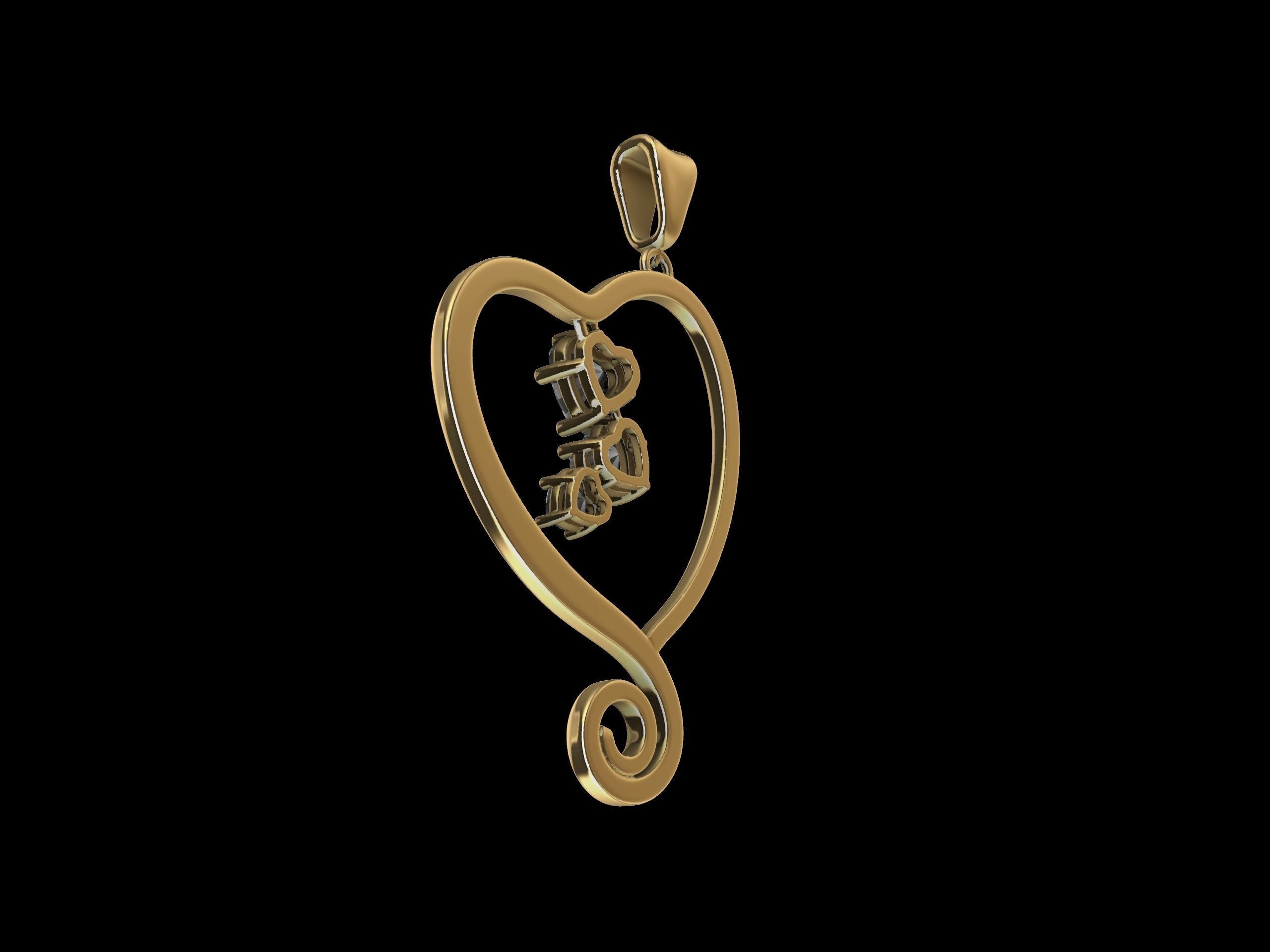 Heart Spiral Design Pendant 3D print model_11
