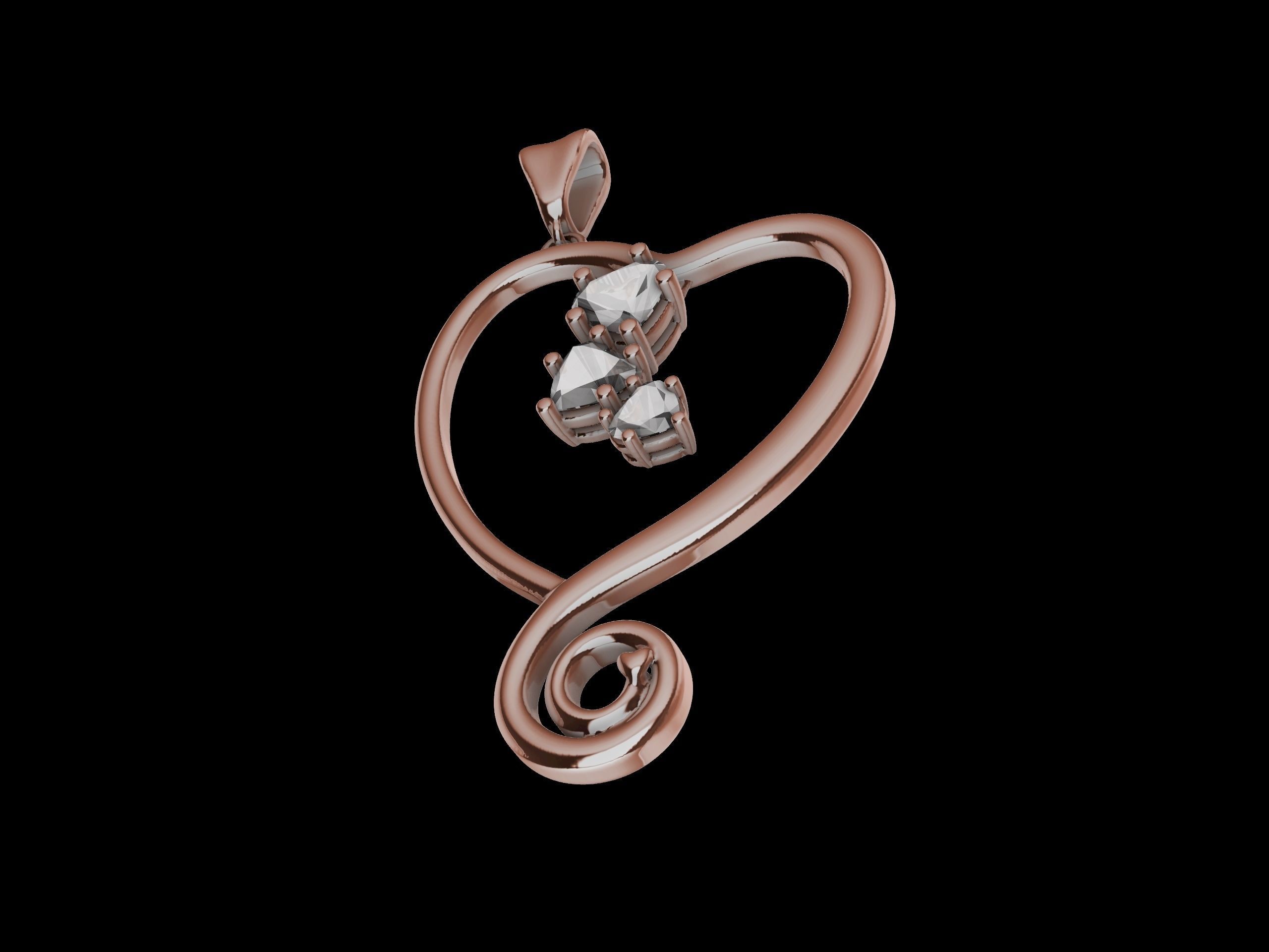 Heart Spiral Design Pendant 3D print model_18