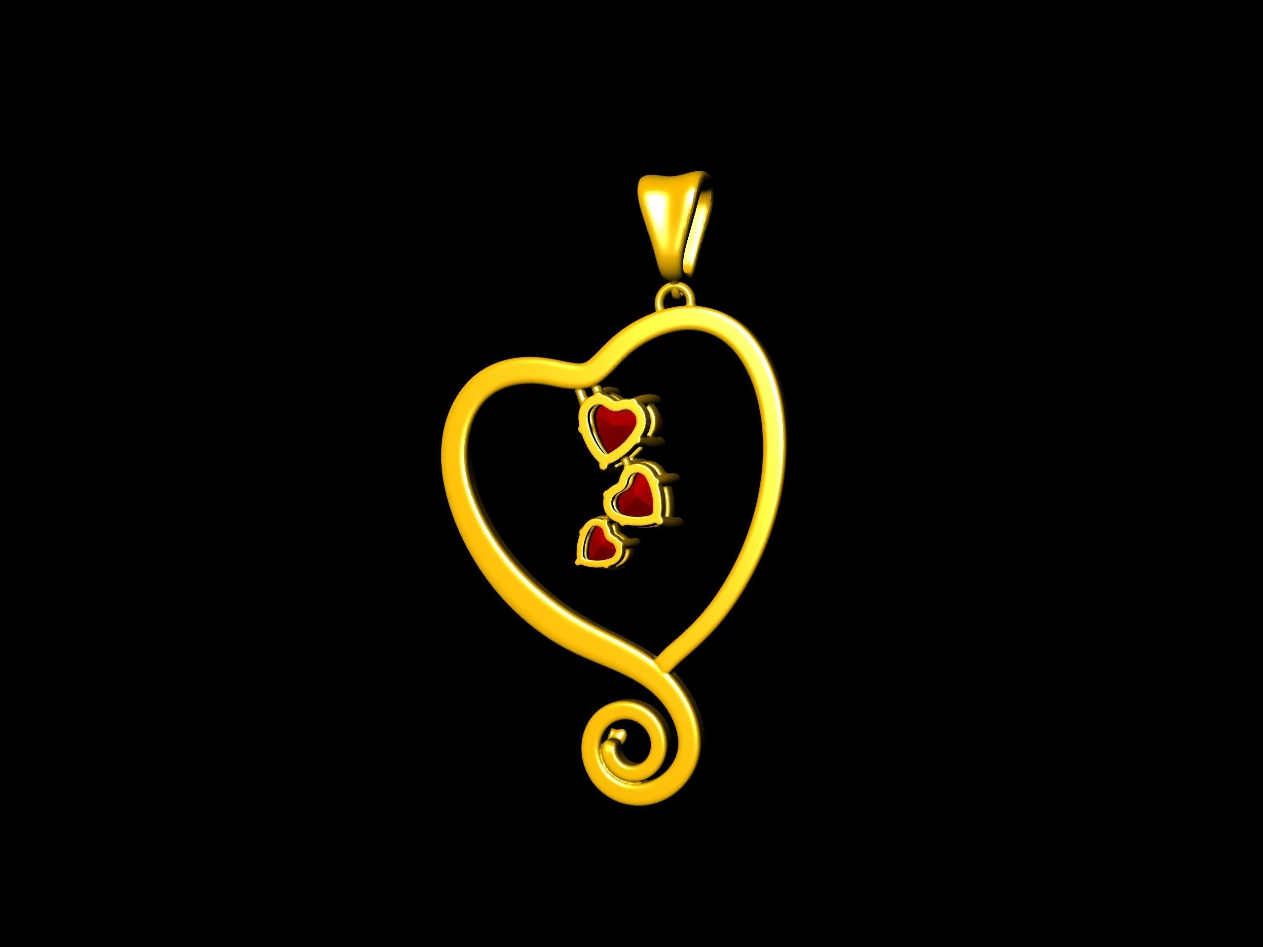 Heart Spiral Design Pendant 3D print model_21