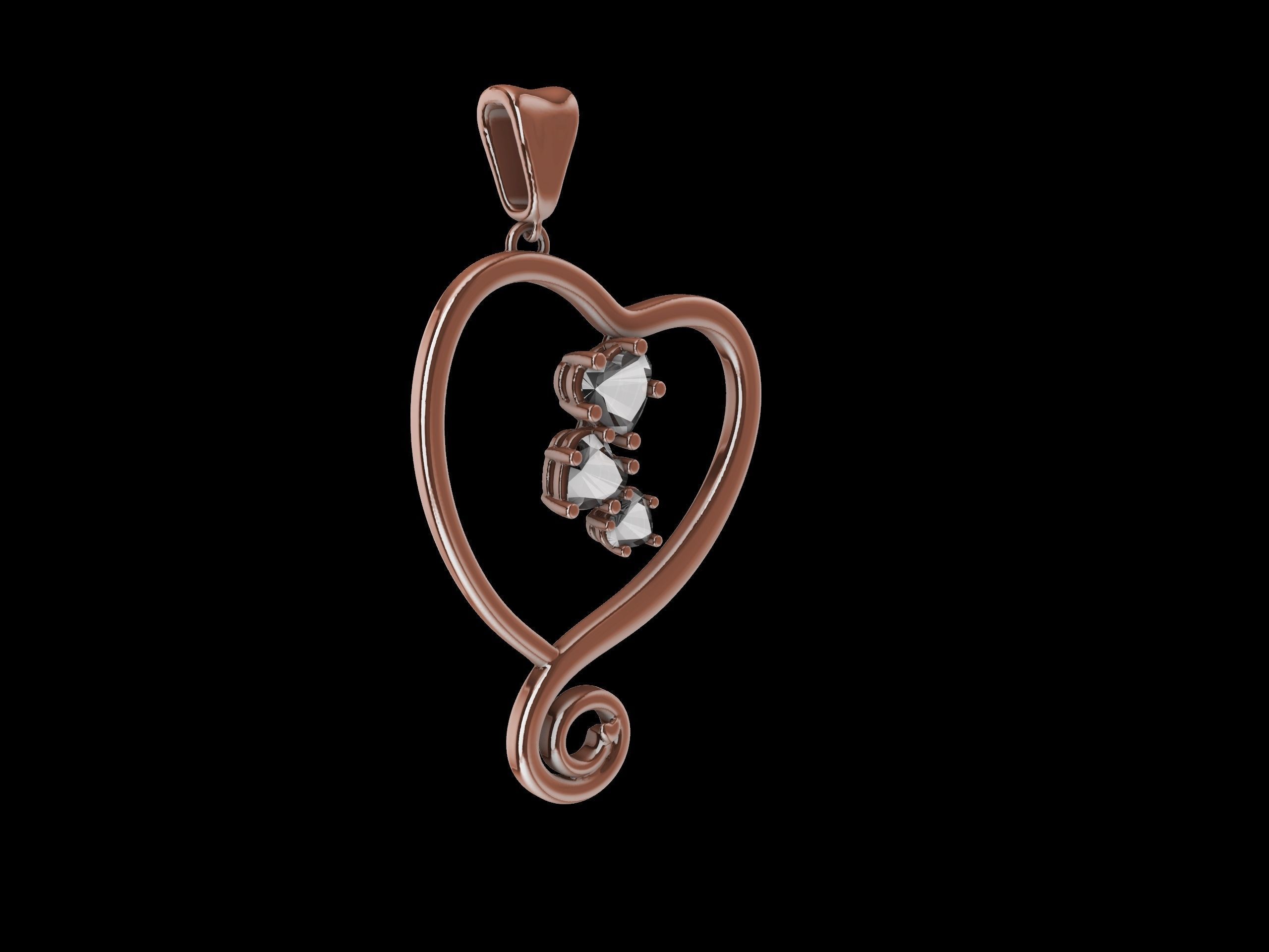 Heart Spiral Design Pendant 3D print model_17