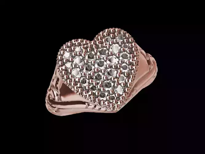 Engraved Pave Signet Ring 3D print model