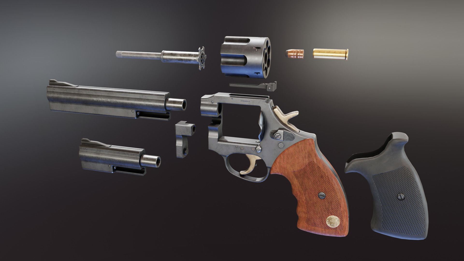 MR73 Revolver Low-poly 3D model_8