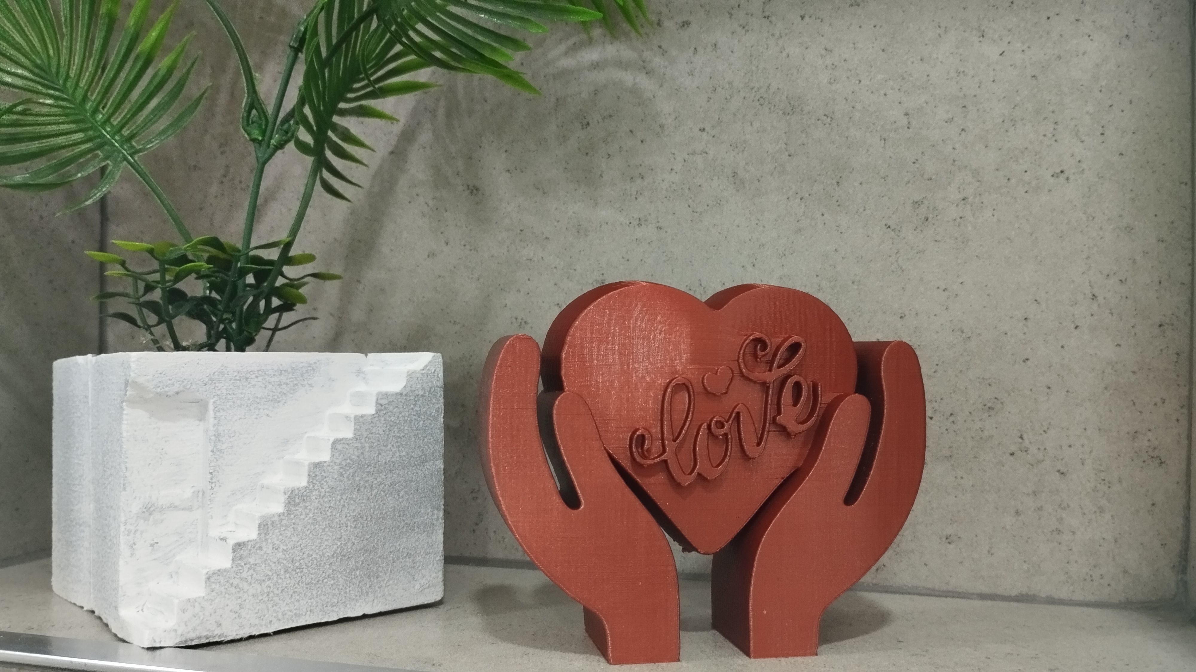 Heart tabletop figure in palm on Valentine s Day 3D print model_5