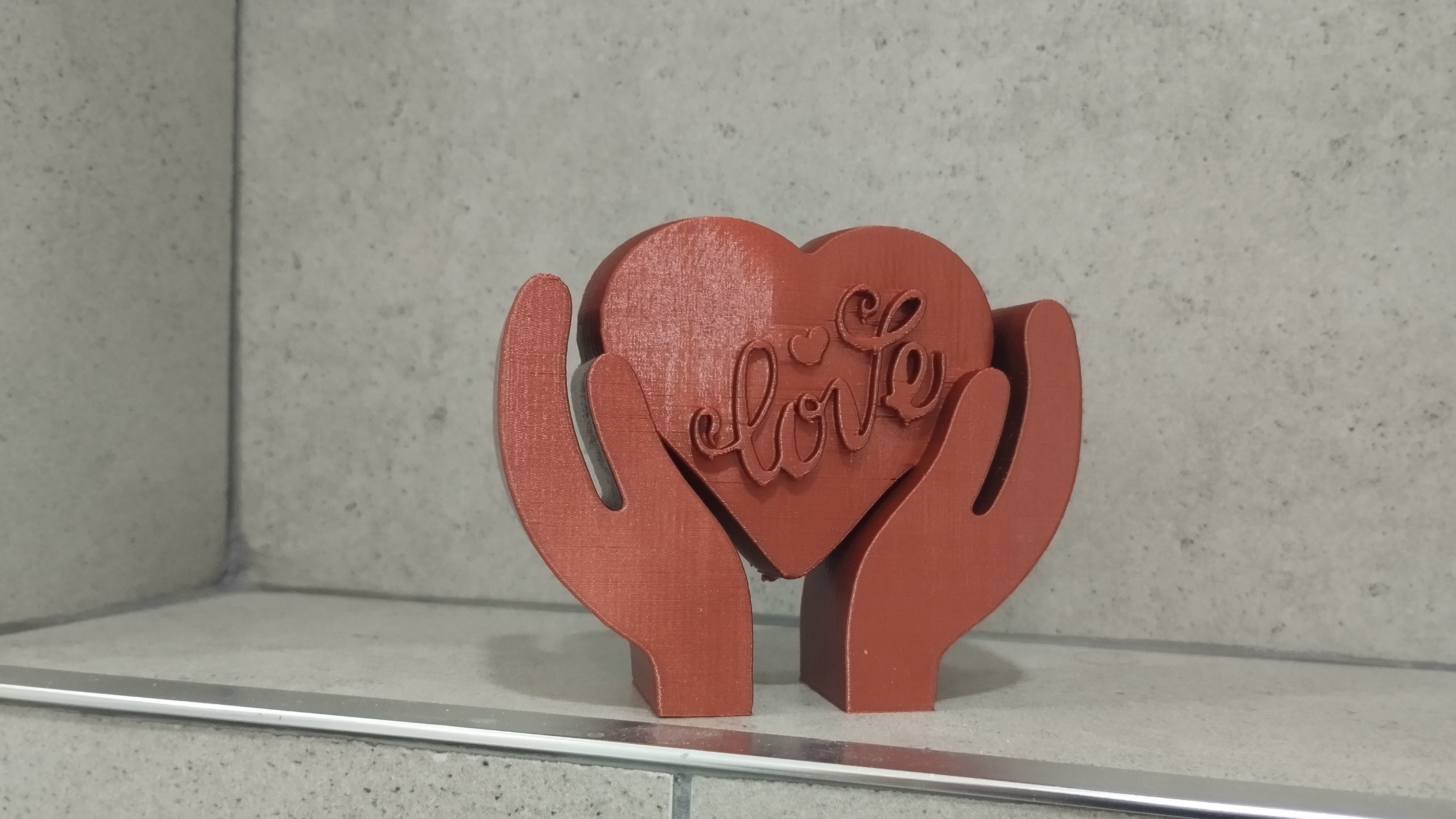 Heart tabletop figure in palm on Valentine s Day 3D print model_7