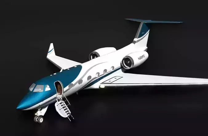 Gulfstream IV Private Jet Low-poly 3D model
