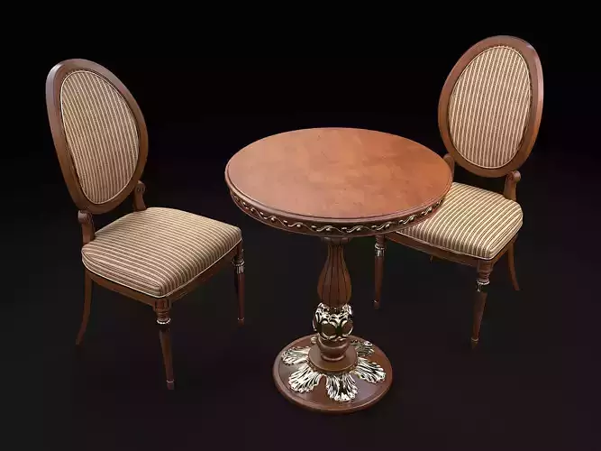 Classic European style Table and Chairs 4 3D model