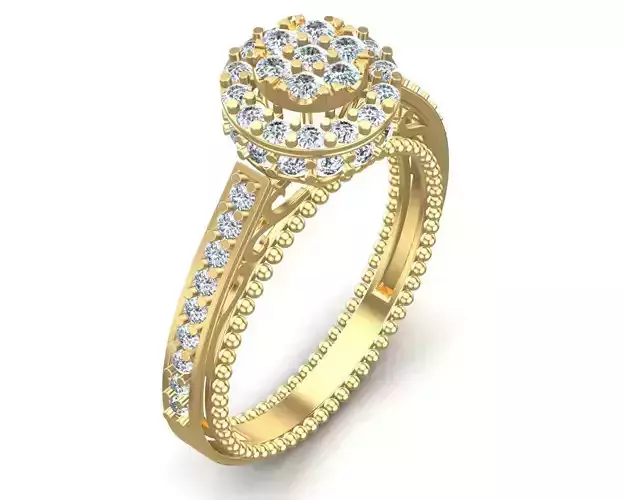 Gold Engagement Diamonds Ring                     