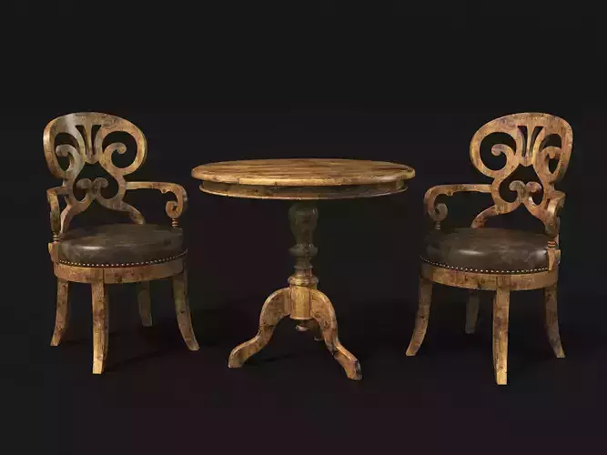 Wine Table and Chairs set 3D model