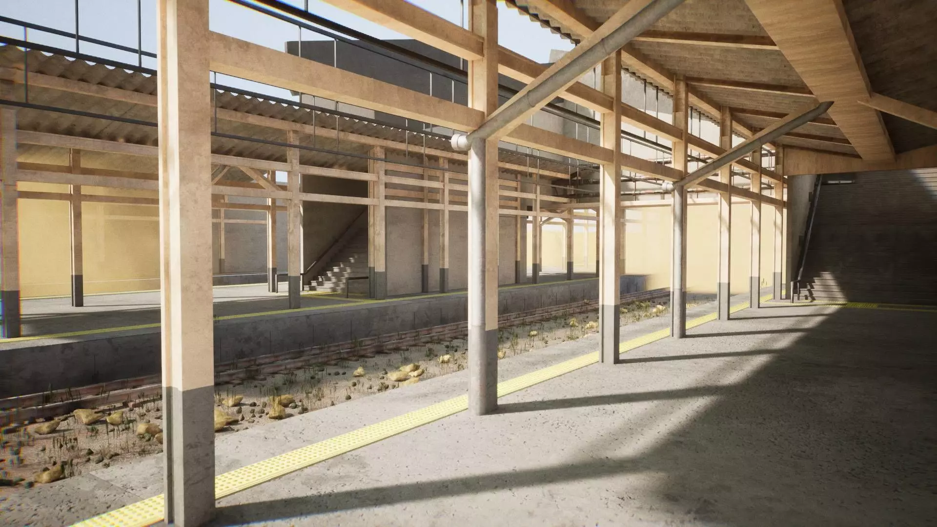 Modern Train Station 33 Assets Low-poly 3D model_0