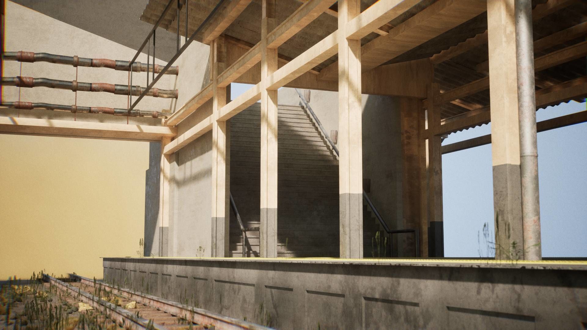 Modern Train Station 33 Assets Low-poly 3D model_8