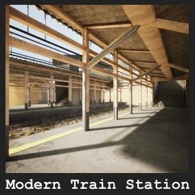 Modern Train Station 33 Assets Low-poly 3D model_9