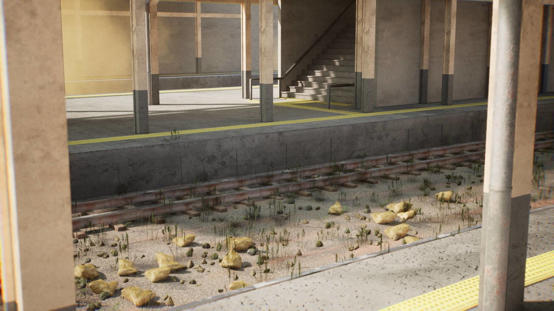 Modern Train Station 33 Assets Low-poly 3D model_2