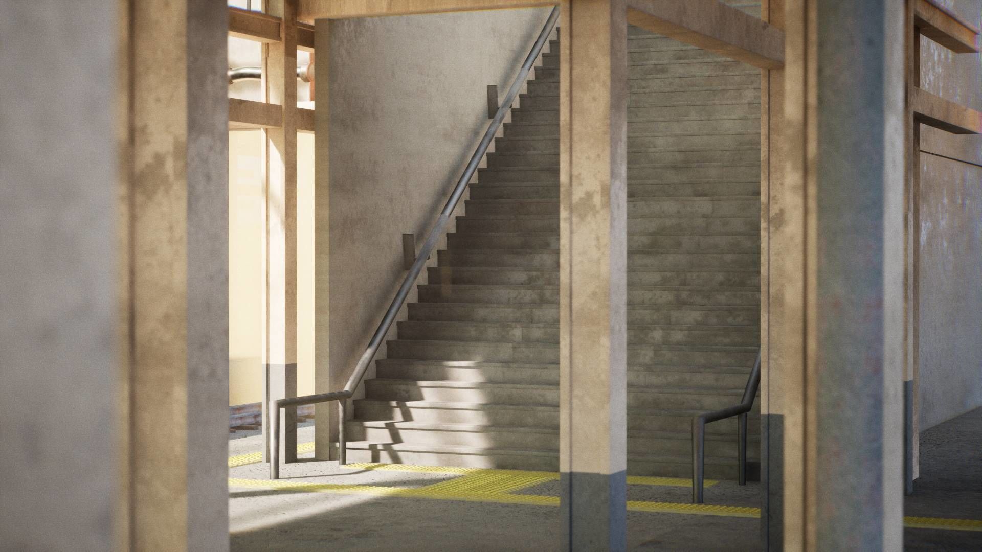 Modern Train Station 33 Assets Low-poly 3D model_7