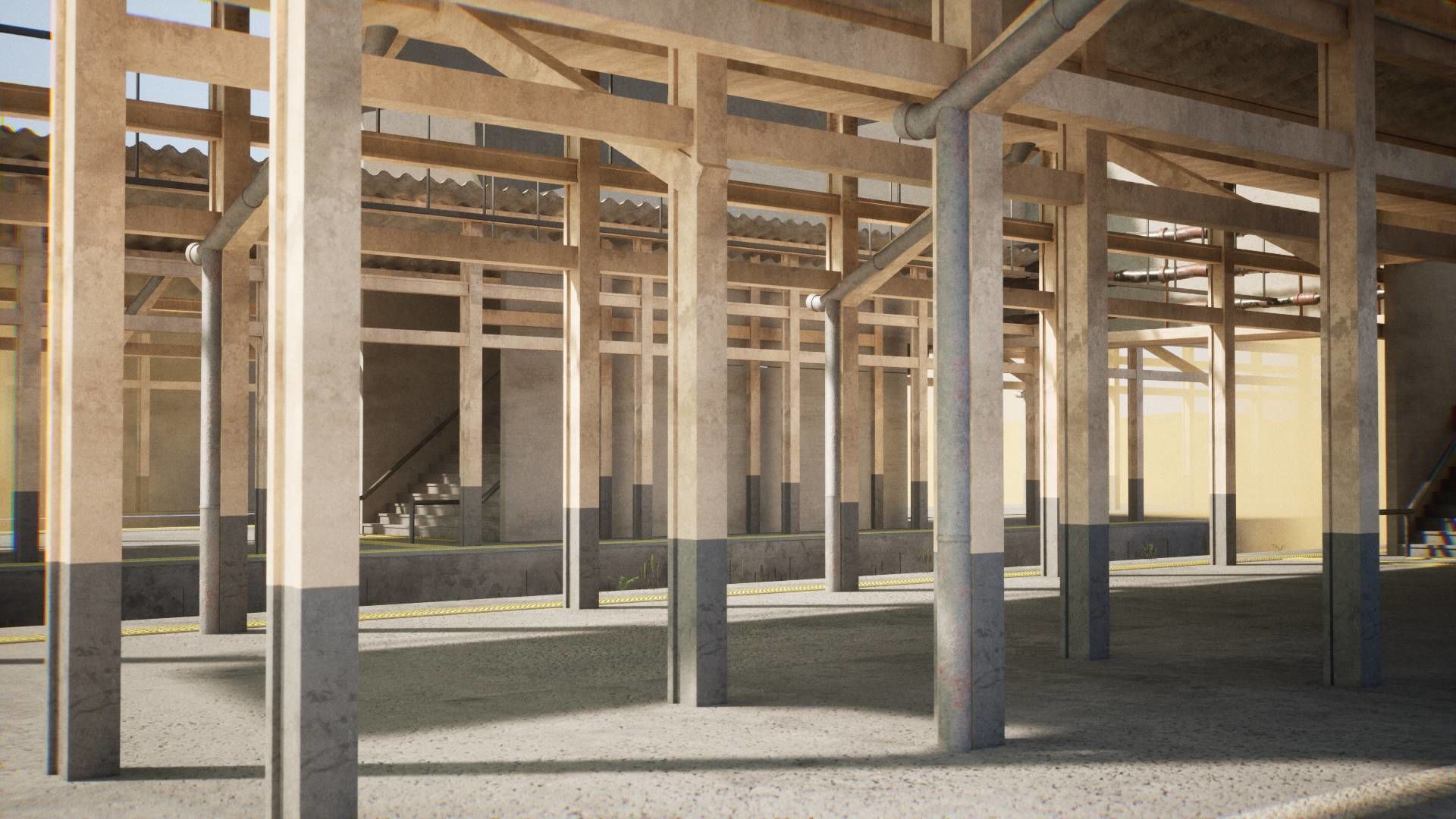 Modern Train Station 33 Assets Low-poly 3D model_3