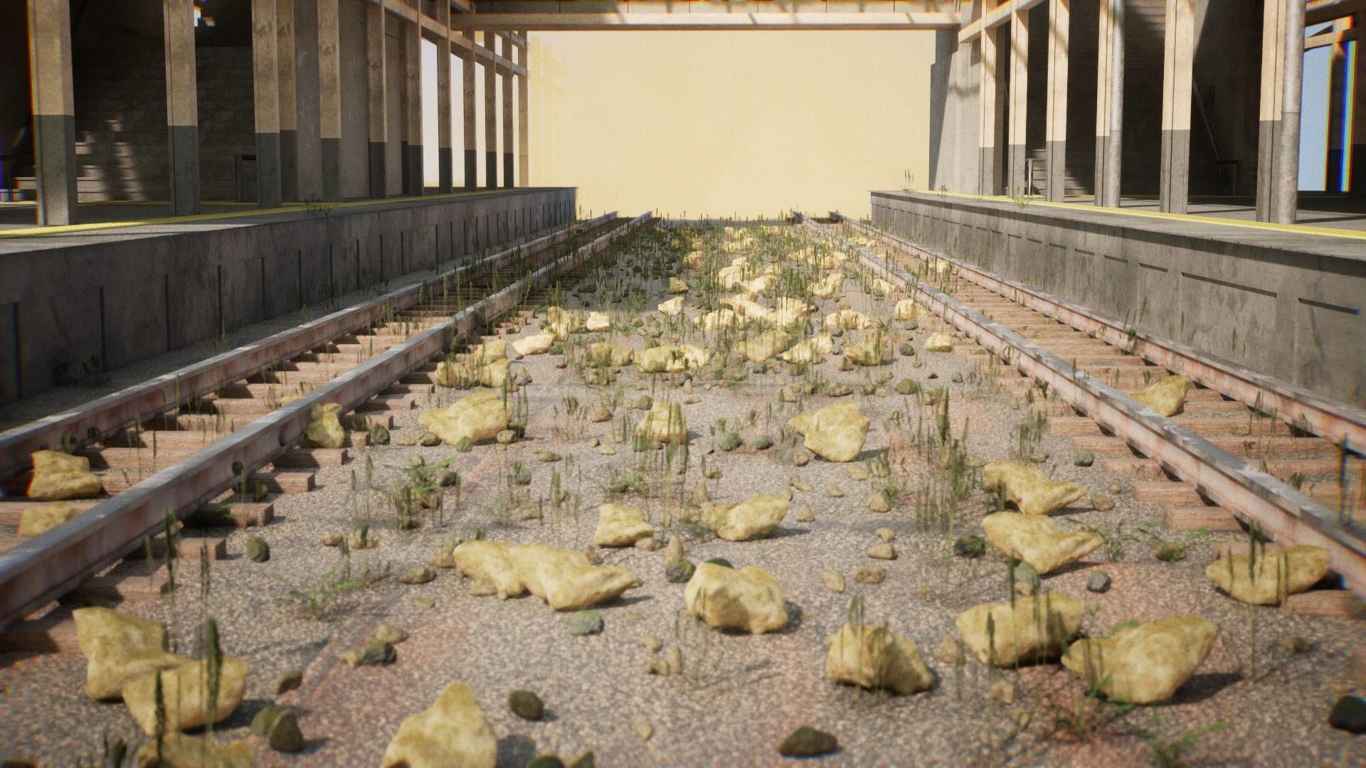 Modern Train Station 33 Assets Low-poly 3D model_4