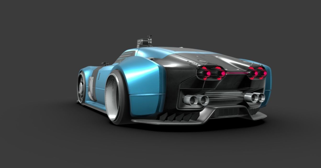 RAY - retro future cyber car Free low-poly 3D model_4